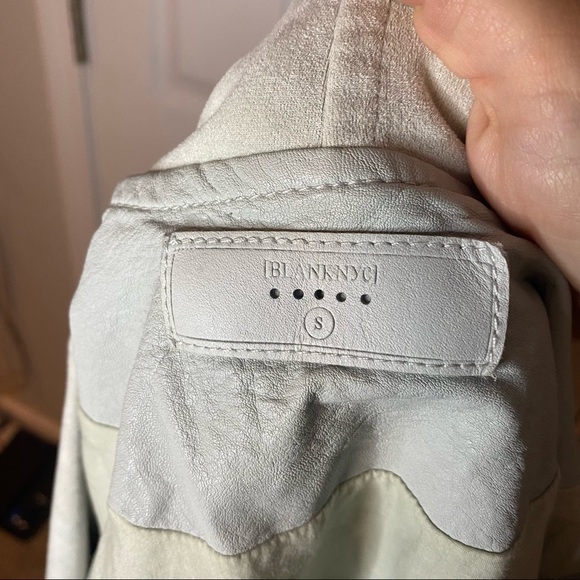 BLANK NYC gray faux leather drape front asymmetrical zip moto jacket Size small - Picture 3 of 6